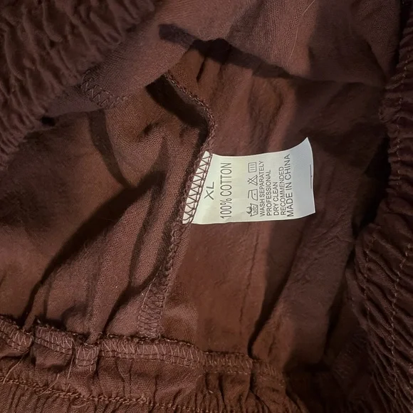 Brown Cotton Embroidered Pants - Picture 4 of 6